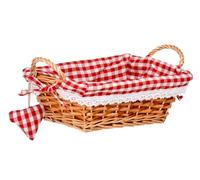 Premier Housewares 1901050 Cestino in Salice Rettangolo per Il Pane con Fodera a Quadretti Rosso