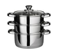 Premier Housewares Multi Steamer- Vaporiera, Acciaio inossidabile, Coperchio in vetro, Argento, Ø22 x H25 cm