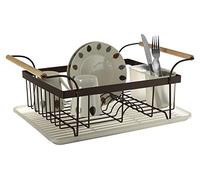 Premier Housewares 507273 - Scolapiatti in ferro, polipropilene, legno di gomma (Hevea), bronzo