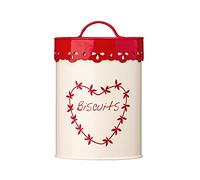 Premier Housewares Anglaise-Barattolo per Biscotti, Colore: Crema/Rosso, Metallo, H21 x W14 x D14cm