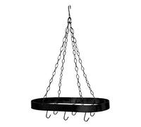 Premier Housewares Appendino Ovale da Soffitto con Ganci Neri, Metallo Verniciato a Polvere, Nero