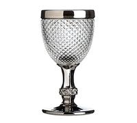 Premier Housewares - Bicchiere da Vino con Bordo, Chiaro/Finitura Brillante, Argento, 9 x 9 x 17 cm