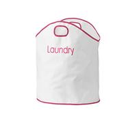 Premier Housewares Borsa portabiancheria in Tessuto Oxford, Colore:, Poliestere, Bianco/Rosa Acceso, H58 x W68 x D47cm