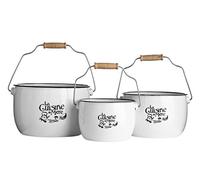 Premier Housewares Cuisine De Mere-Set di 3 vasi, Colore: Bianco, Smalto, H17 x W27 x D27cm