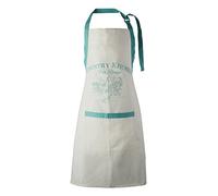 Premier Housewares - Grembiule con Scritta “Country Kitchen”, Bianco/Verde Acqua