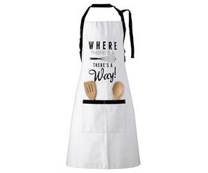 Premier Housewares - Grembiuli da Cucina per Donne e Uomini, Grembiule da Cucina, da Donna, in Cotone, Colore: Bianco/Nero, 87 x 69 cm