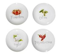 Premier Housewares Italia Piatti di antipasti, Set da 4, Porcellana, Bianco, 19 x 19 x 2.3 cm