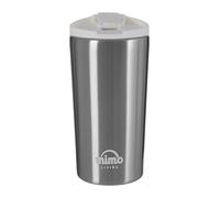 Premier Housewares Mimo, Doppia Parete Tazza Finitura, Coperchio bianco/250ML, pp-Polypropylene, Silicone, Acciaio Inox, Argento, 8 x 8 x 14 cm