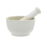 Premier Housewares Mortaio e pestello in gres, colore: Bianco verniciato / Beige grezzo