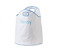 Premier Housewares Oxford-Borsa portabiancheria, Colore: Bianco/Blu, Poliestere