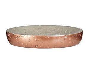 Premier Housewares PREM-1601633 Piattino Portasapone, Calcestruzzo E Rame, Copper, 14x11x3 cm