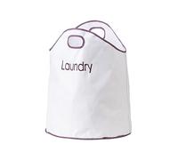Premier Housewares Sacco portabiancheria in Tessuto Oxford, Poliestere, Bianco/Viola, H58 x W68 x D47cm