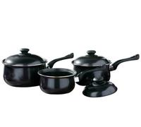 Premier Housewares Set di 3 pentole 16/ 18/ 20 cm, colore: Nero