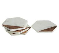 Premier Housewares - Set di 4 sottobicchieri in Marmo, intarsio in Rame, Colore: Bianco