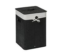 Premier Kankyo-Cesto portabiancheria Quadrato in bambù, Cotone/Poliestere 65/35, Effetto Pelle, Nero, 35 x 35 x 50 cm