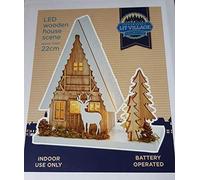 Premier LED casa in legno scena 22cm nordico villaggio di Natale