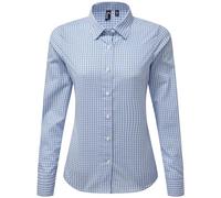 Premier Maxton - Camicia a maniche lunghe a quadretti da donna, Azzurro/Bianco, XS