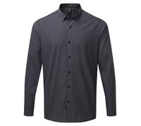 Premier Maxton Maglia a maniche lunghe PR252 - Gingham da uomo Maglia di cura fa