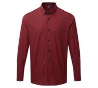 Premier Maxton Maglia a maniche lunghe PR252 - Gingham da uomo Maglia di cura fa