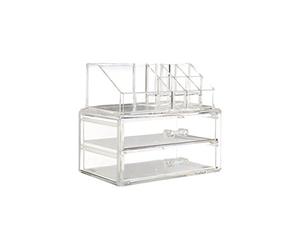 Premier Organizer per Cosmetici, 9 Scomparti/2 cassetti, Trasparente, PS-Polistirolo, 12 x 19 x 16 cm