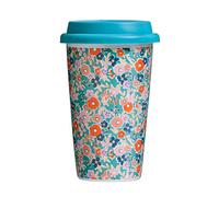 Premier Pretty Mug Termica da Viaggio con Tappo, Porcellana/Silicone, Multicolore, 330 ml