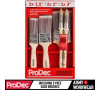 ProDec Set di 7 pennelli sintetici Premier Trade per una finitura liscia con emulsione, lucidatura, vernici satinate su pareti, soffitti, legno, metallo, 2 x 1,5, 2 x 2, 1 x 7,6 cm + 2 pennelli a