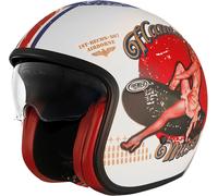 Premier Vintage Pin Up, casco aperto L male Opaco Bianco/Rosso/Blu