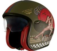 Premier Vintage Pin Up, casco aperto M male Opaco Oliva/Rosso/Blu
