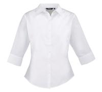 Premier Workwear Ladies Poplin Blouse 3/4 Sleeved Camicia, Bianco (White), 40 (Taglia Produttore: 12) Donna