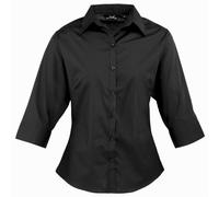 Premier Workwear Ladies Poplin Blouse 3/4 Sleeved Camicia, Nero (Black), 42 (Taglia Produttore: 14) Donna