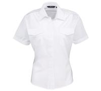 Premier Workwear Ladies Short Sleeve Pilot Shirt Camicia, Bianca, 46 Donna