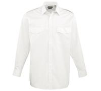 Premier Workwear Long Sleeved Pilot Shirt Camicia, Bianco (White), XX-Large Uomo