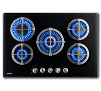 PremierTech PC5G75V Piano cottura a gas 5 fuochi 75cm Vetro Nero