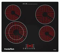 PremierTech Piano Cottura Vetroceramica elettrico 4 Fuochi 60cm Display Led Touch Control Timer vetro front smussato da incasso PT-PC4C