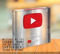 Premio personalizzato YouTube di Studio Lite, pulsante di riproduzione argento 6x6" per YouTuber o creatori di contenuti su YouTube