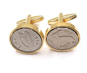 Premium 1948 Lucky Irish Threepence 3D per un 77° compleanno o anniversario gemelli HT GLD, taglia unica, placcato oro, altri tipi di chiusura