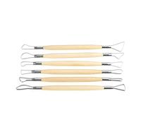 Premium 6-Piece Dual-Ended Wax Carving Tools Set with Ergonomic Wooden Handles for Ceramic Modeling, Clay Sculpting & Pottery Crafting - Professional Artist Craft Kit