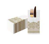 Premium Airlaid Pocket Napkins 40 x 40 cm Foldable 1/8-25 Pieces HoReCa Table Decoration Ornaments, Gold Texture of The Fabric, The Perfect Table Decoration for Important Occasions.