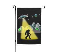 Premium Bandierina Da Cortile 30X45Cm Ufo And Sasquatch Bigfoot Bandiere Da Giardino Decorativo Bandiera Del Camion Per Portico, Festa, Vacanze