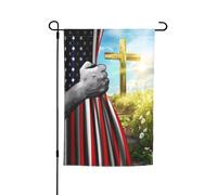 Premium Bandierina Da Cortile 30X45Cm Usa American And Christ Faith God Jesus Cross Bandiere Da Giardino Verticale Benvenuto Bandiera Per Tutte Le Stagioni, Festa, Decorative Da Giardino