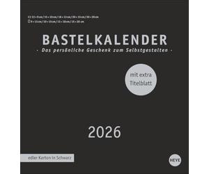 Premium-Bastelkalender schwarz groß 2026: Blanko-Kalender zum Basteln mit extra Titelblatt für eine persönliche Gestaltung. Foto- und Bastelkalender 2026.
