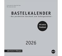 Premium-Bastelkalender silbergrau mittel 2026: Blanko-Kalender zum Basteln mit extra Titelblatt für eine persönliche Gestaltung. Foto- und Bastelkalender 2026.