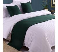 Premium Bed Runner per Il Piede del Letto, Tinta Unita Sciarpa da Letto in Cotone Lino copriletto Decorazione della casa Camera da Letto dell'hotel Bedding-Dark Green||210X50cm for 1.5m Bed