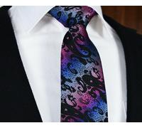 Premium Blu Floreale & Nero Rosa Paisley Design 8.5cm Cravatta New Seta pr17 UK
