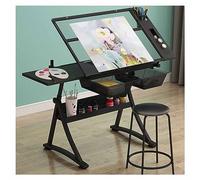 Premium Drawing Draft - Tavolo da disegno regolabile in altezza - Piano in vetro inclinabile con pallet e cassetti per la lettura e scrittura artistica da lavoro artigianale