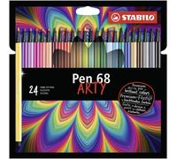 Stabilo Pen 68 Arty Pack de 24 Rotuladores - Punta de Fibra - Trazo de 1mm aprox - Tinta a Base de Agua - Capuchon Ventilado -
