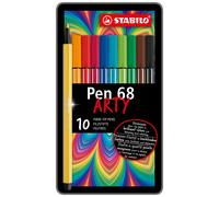 Pennarelli Pen 68 astucci e rotoli 10 colori Stabilo scatola in metallo 10 pennarelli