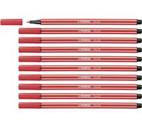 Premium Fibre-Tip Pen - STABILO Pen 68 - Pack of 10 - Carmine