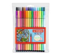 Premium Fibre-Tip Pen - STABILO Pen 68 - Pack of 30 - Assorted Colours including