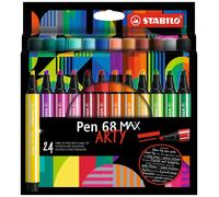 Premium Fibre-Tip Pen with Chisel Tip - STABILO Pen 68 MAX - ARTY - Pack of 24 -